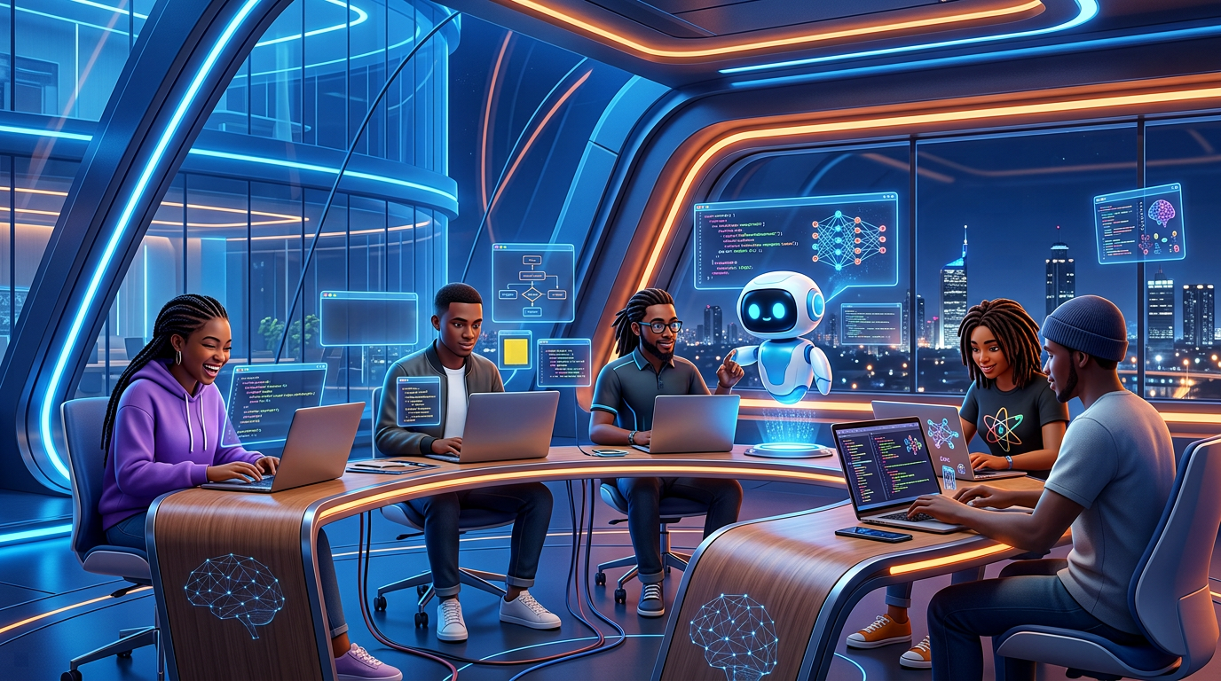 Nigerian students learning programming and AI